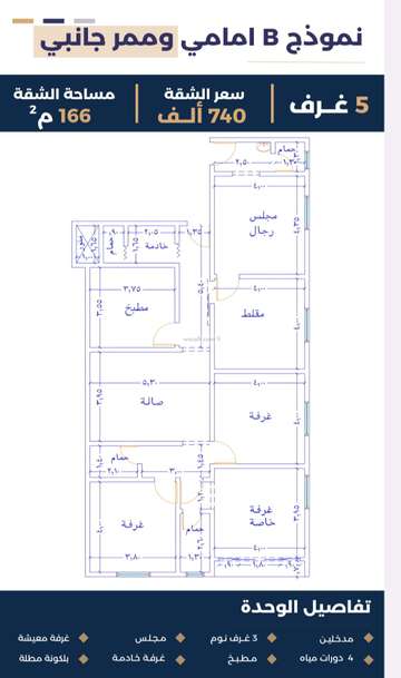 Apartment 166.72 SQM with 6 Bedrooms Abhur Ash Shamaliyah, North Jeddah, Jeddah